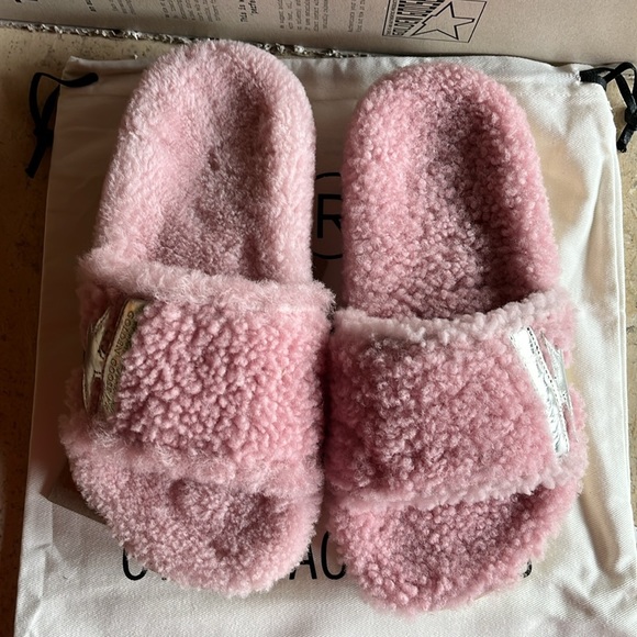 Golden Goose Poolstar Shearling Slide Sandal Pink New - Picture 6 of 10